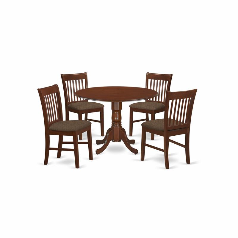 East West Furniture DLNO5-MAH-C 5 Pc small Kitchen Table set-round Table and dinette Chairs