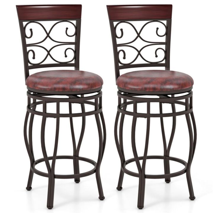 Hivvago Set of 2 Bar Stool with Backrest and Footrest