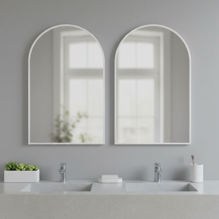 HomeRoots Set of Two Silver Metal Arch Framed Accent Mirrors