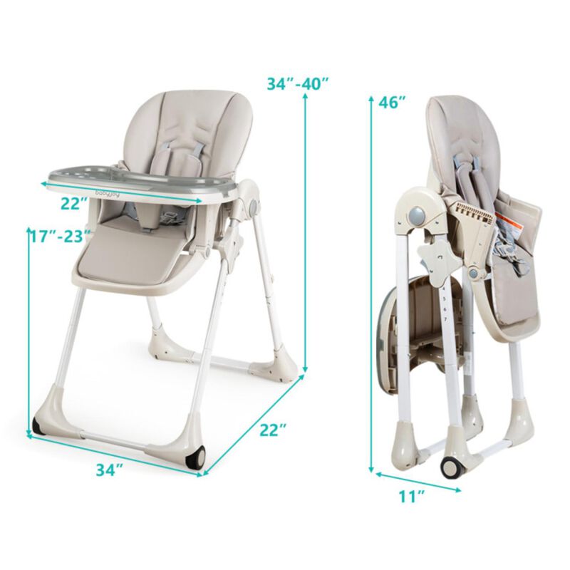 Hivvago Baby Convertible High Chair with Wheels