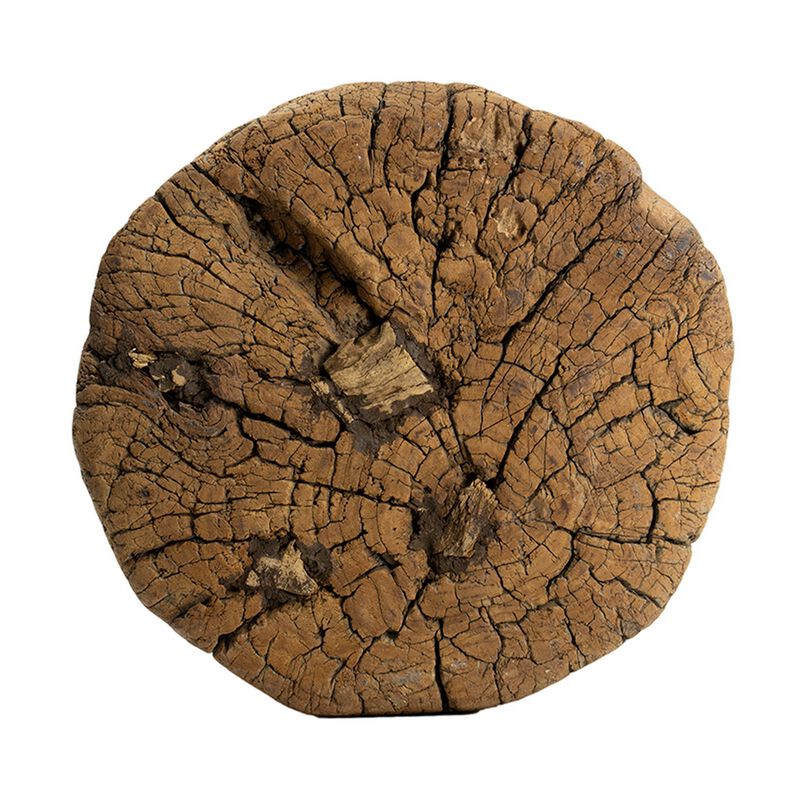 14 Inch Stool Table, Rustic Style, Tree Log Design, Distressed Wood Brown image number 2