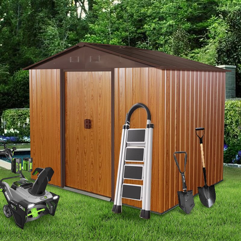 MONDAWE 6ft x 8ft Outdoor Metal Storage Shed with Metal Floor Base image number 1