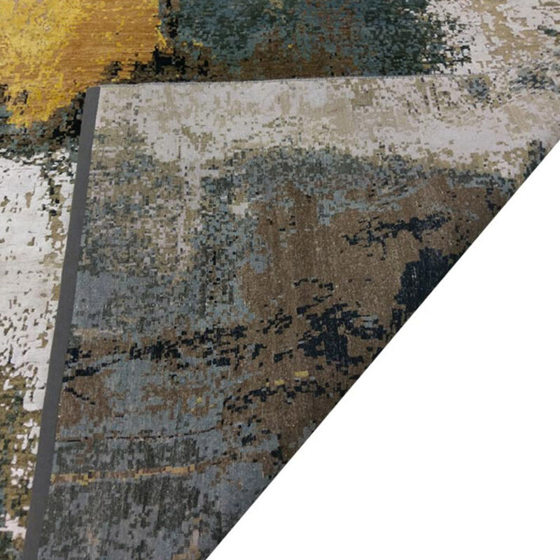 Rugsotic Carpets Hand Knotted Premium Wool And Viscose 9'x12' Area Rug Abstract Multicolor PR0045