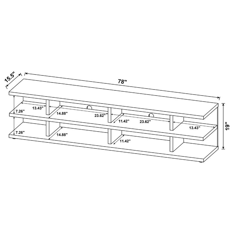 Carie TV Stand Media Console, 2-Tier Open Shelves, Wood image number 7