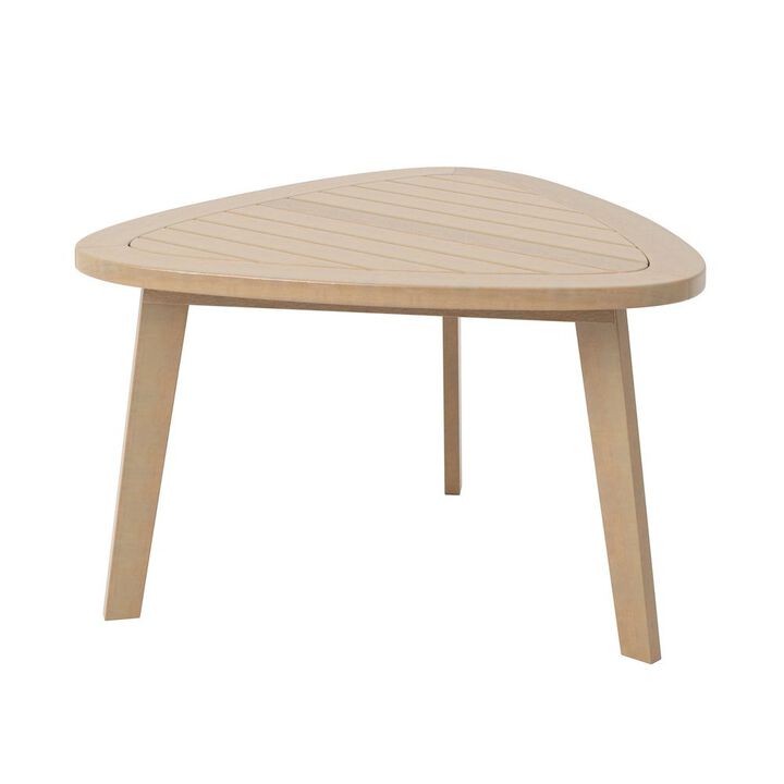 Solid Wood Patio End Table in Beige, Small Outdoor Table for Patios