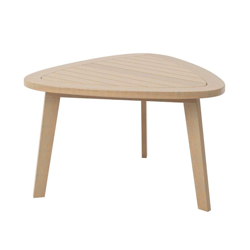 Solid Wood Patio End Table in Beige, Small Outdoor Table for Patios image number 0