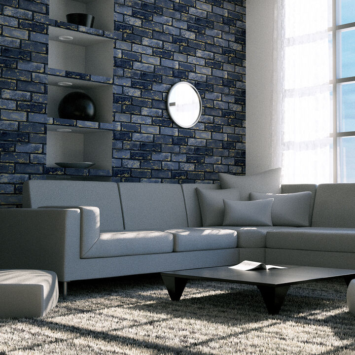 Myron Charcoal Metallic Brick Wallpaper (Set of 2)