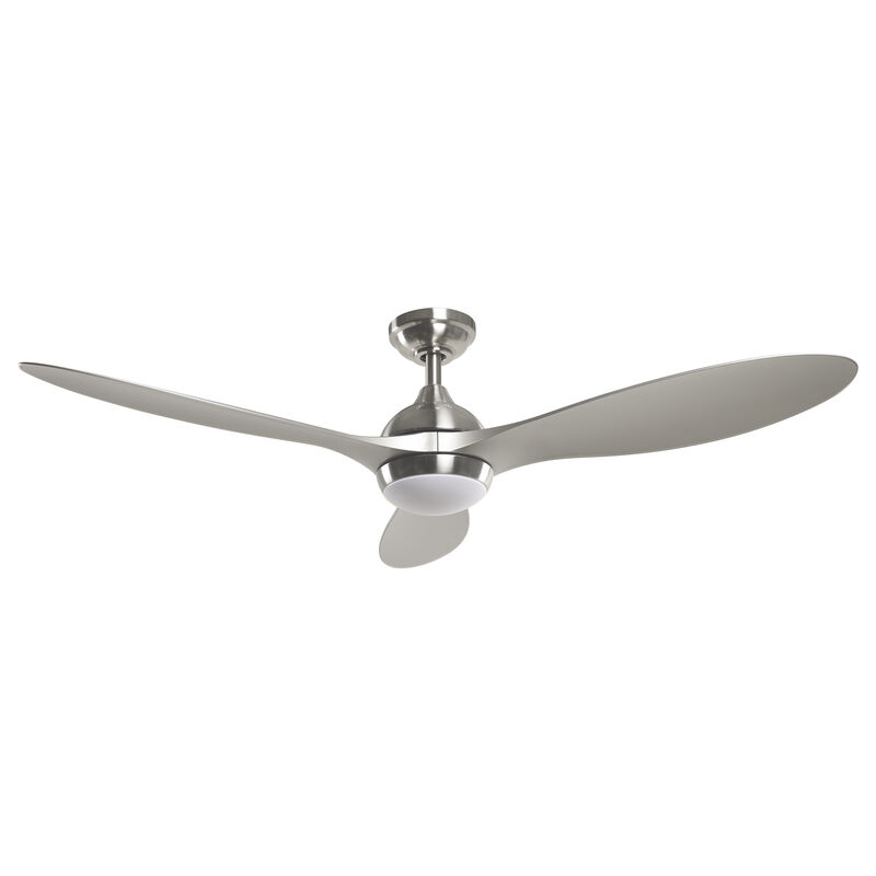 56 in. Integrated LED Brushed Nickel Downrod Mount Ceiling Fan with Light and Remote