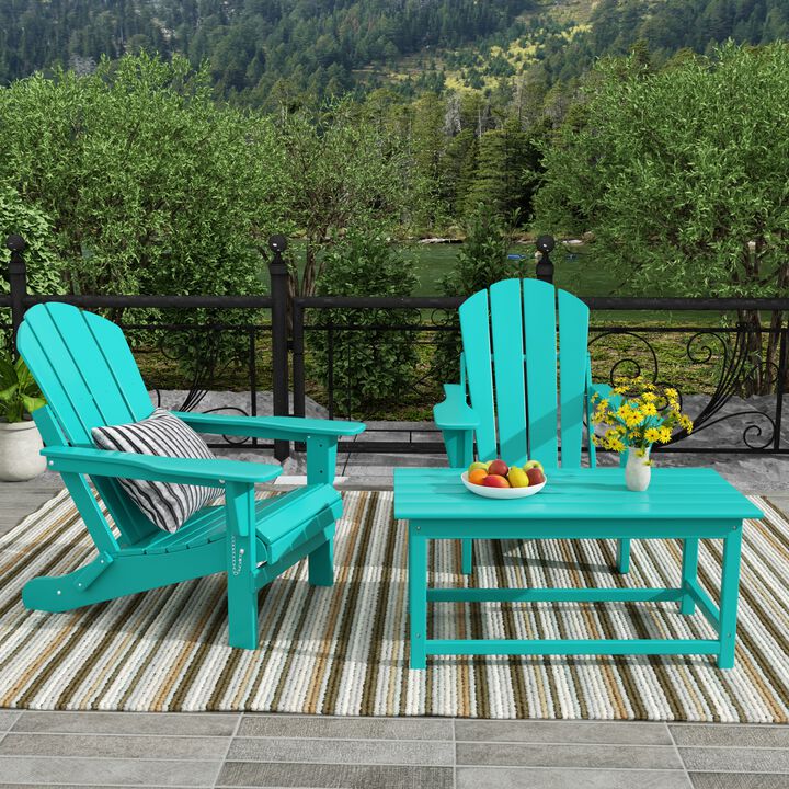 WestinTrends 3-Piece Outdoor Patio Adirondack Chair with Coffee Table Set