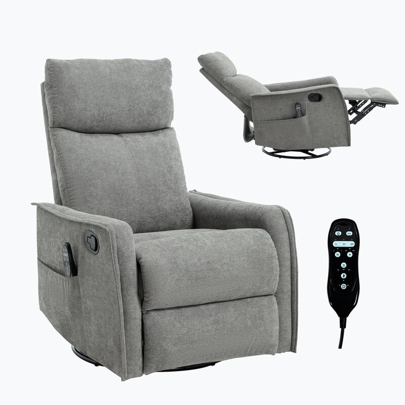 Manual Recliner Chair with Heat and Massage, Rocker and Swivel Chair in Fabric for Living Room image number 0