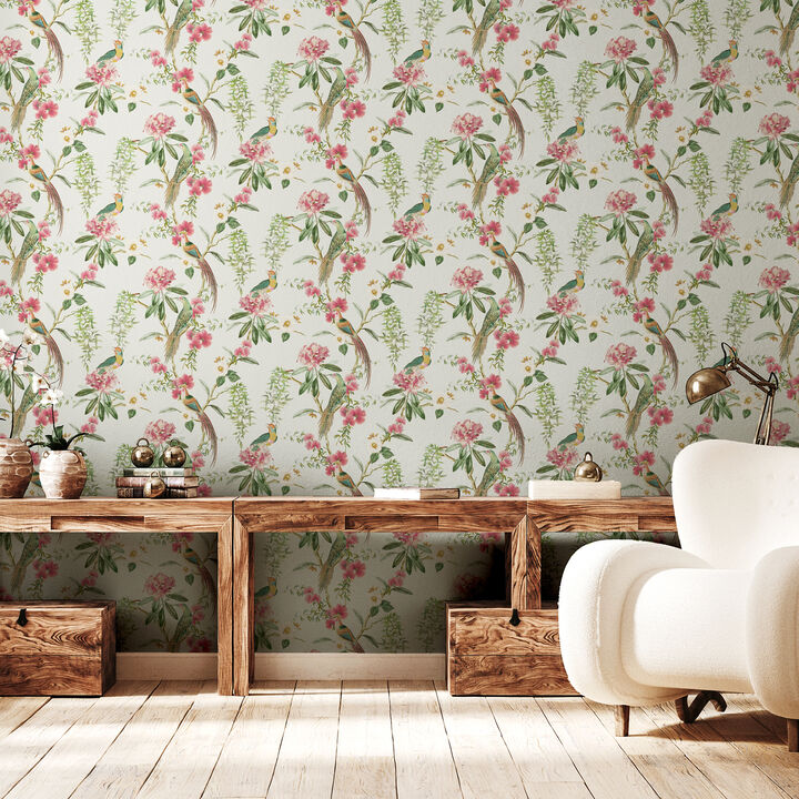 Celine Pink Courtyard Garden Wallpaper