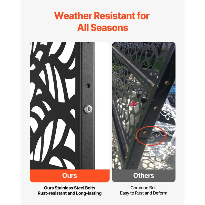 Outdoor Metal Privacy Panels Freestanding 3-Panel Decorative Garden Divider-Black image number 5