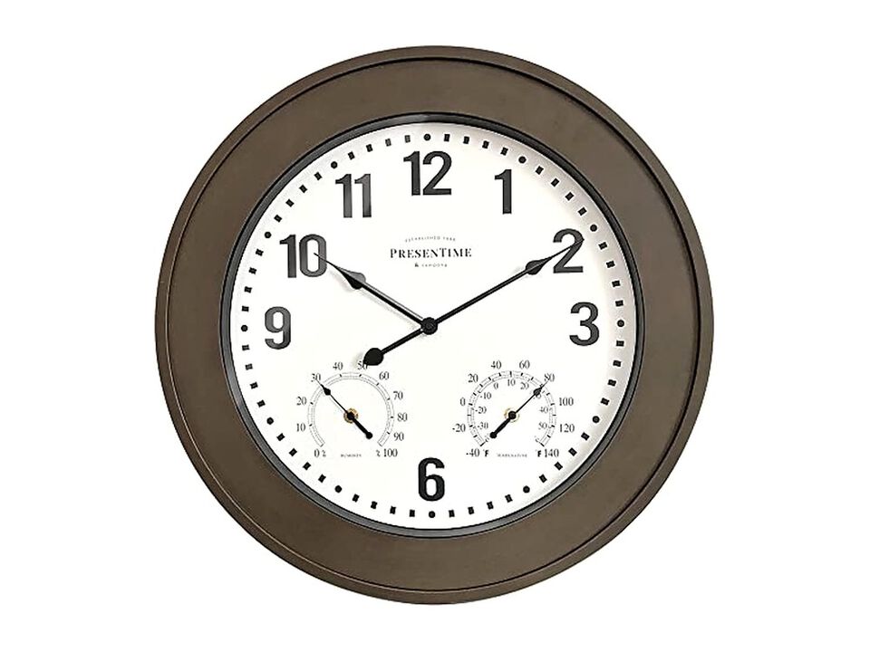 Bradford Farmhouse Weather Station Faux Wall Clock 20 Inch Outdoor Home Decor