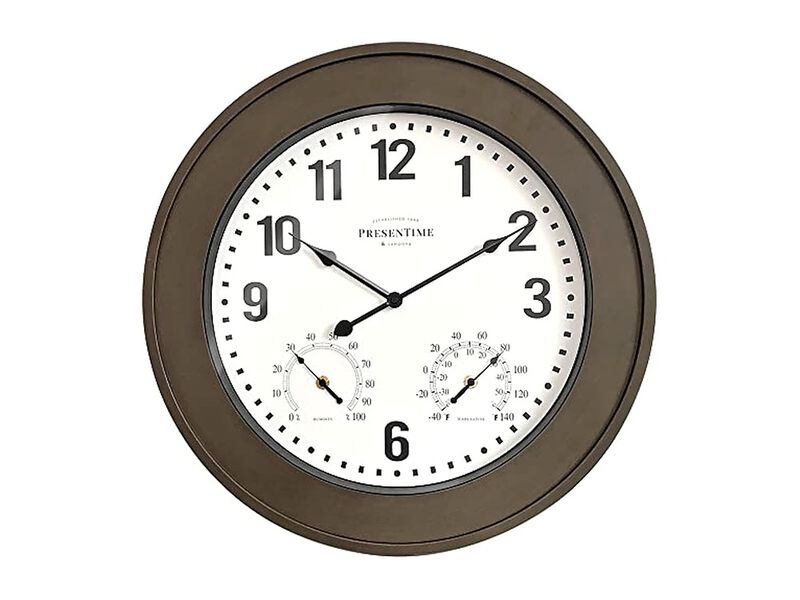 Bradford Farmhouse Weather Station Faux Wall Clock 20 Inch Outdoor Home Decor image number 0