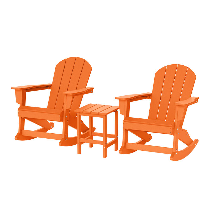 WestinTrends 3-Piece set Outdoor / Patio Poly Adirondack rocking chairs with a side table ( 2 seater )