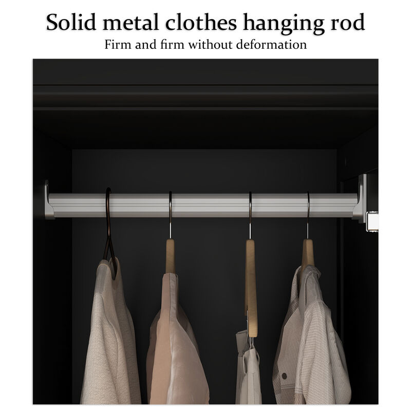 FUFU&GAGA Wooden Armoire with Double Doors, Shelves, and 3 Drawers (31.5" W x 19.7" D x 70.9" H), Black