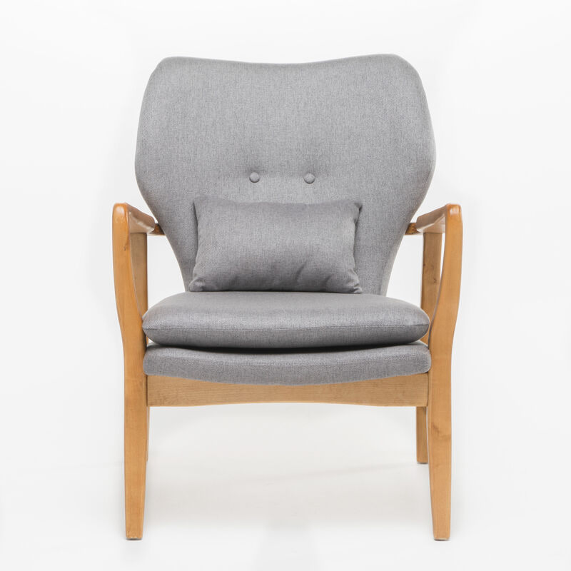 Streamdale Mid-Century Club Chair with Button-Tufted Design and Birch Wood Legs image number 0