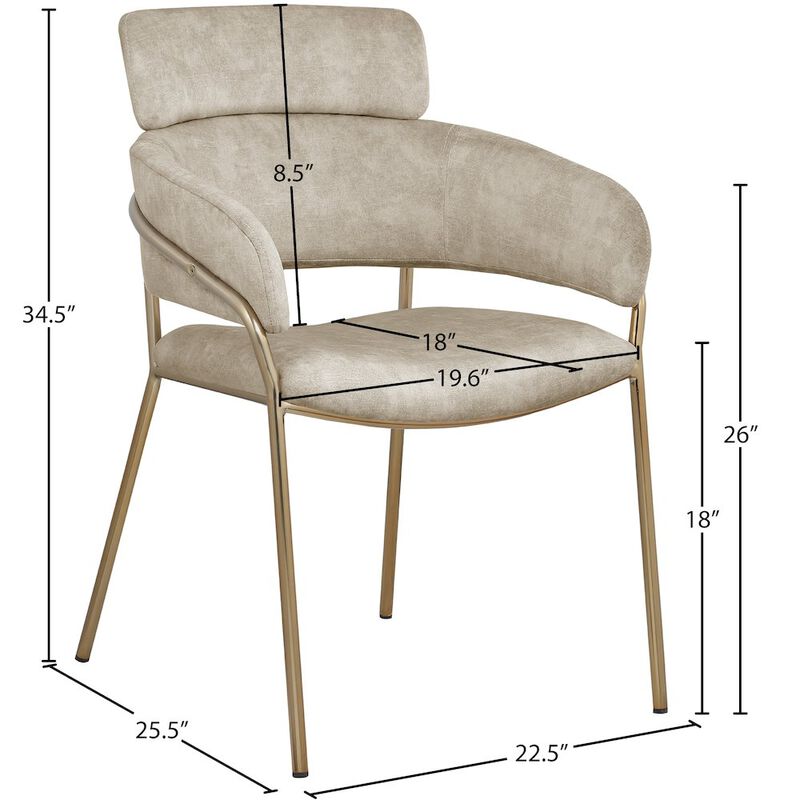 Meridian Furniture Yara Stone Velvet Dining Chair, Set of 2