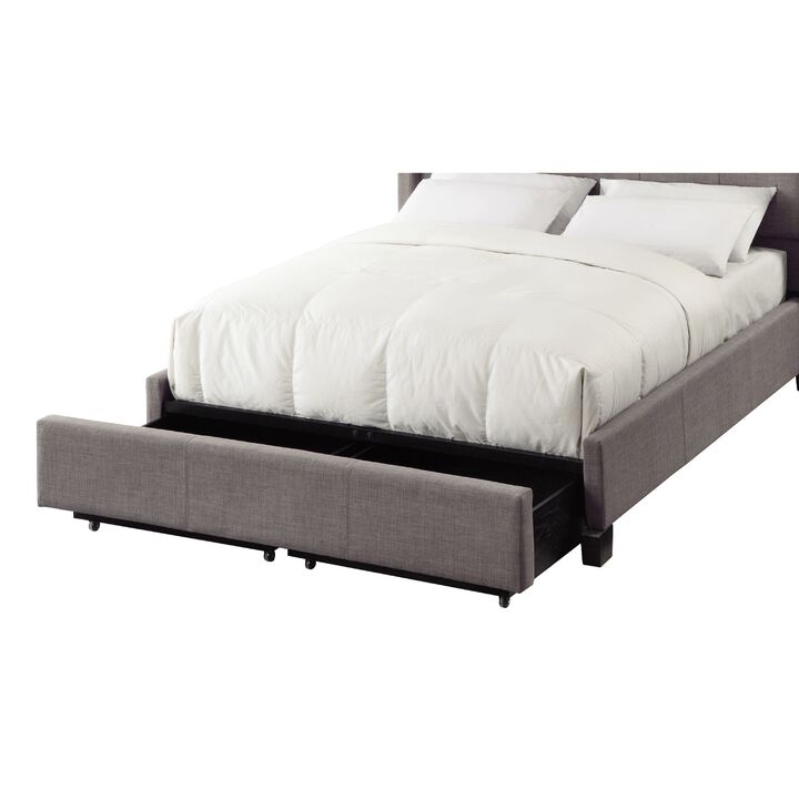 Le Low Profile California King Uphosltered Bed with Storage, Linen, Gray