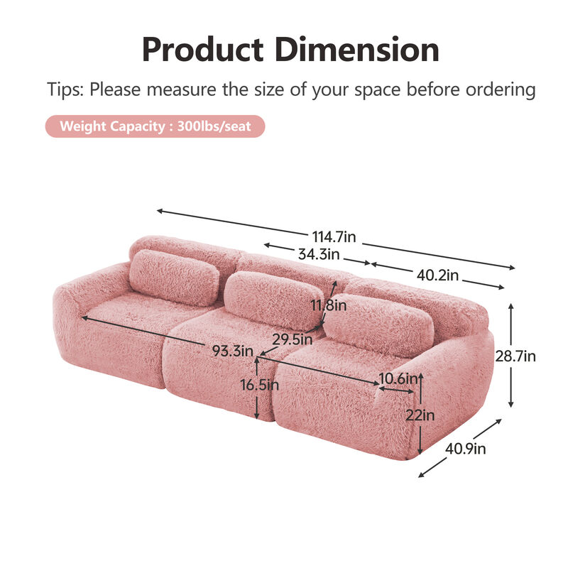 Merax Soft And Fluffy Plush Fabric,Modular Sectional Sofa Couches,Ergonomic Design image number 7
