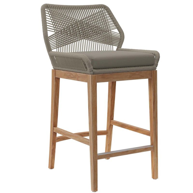 Wellspring Outdoor Patio Teak Wood Bar Stool image number 0