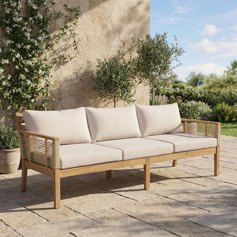 Whisen 3-Seater Outdoor Sofa,  Water Resistant with Hand-Woven Rope Detail image number 1