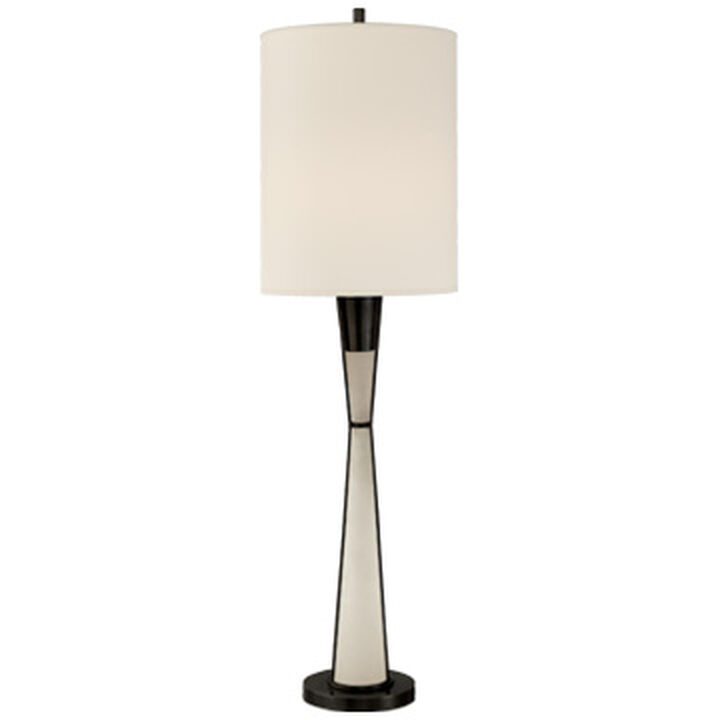 Robinson Tall Buffet Lamp in Bronze and Alabaster with Natural Percale Shade