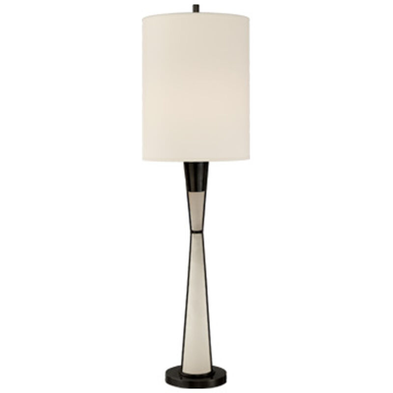 Robinson Tall Buffet Lamp in Bronze and Alabaster with Natural Percale Shade image number 1