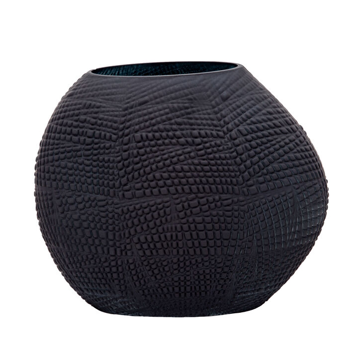 Glass 10"h Textured Vase