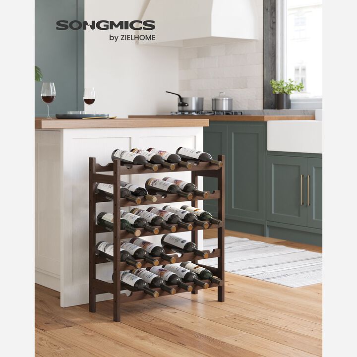 Walnut 5-Tier Wine Rack – Elegant and Sturdy Wine Storage Solution for Any Space