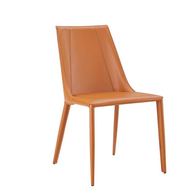 Leather Upholstered Dining Side Chair – Modern Design with Cushioned Seat