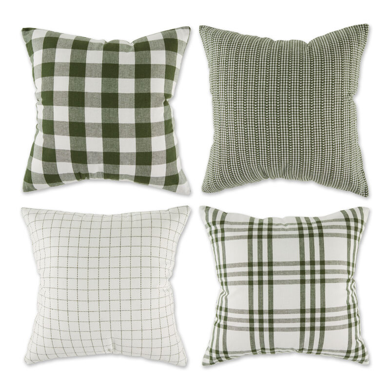 Set of 4 Sage Green Farmhouse Check Throw Pillow Covers 18" image number 1