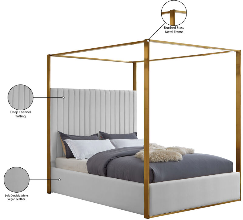 Meridian Furniture Jones White Vegan Leather Queen Bed image number 7