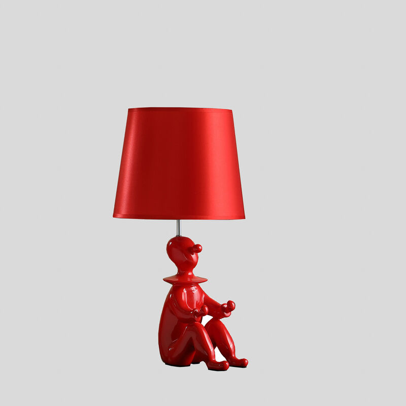 Hivvago 21" Red Bedside Table Lamp With Red Empire Shade