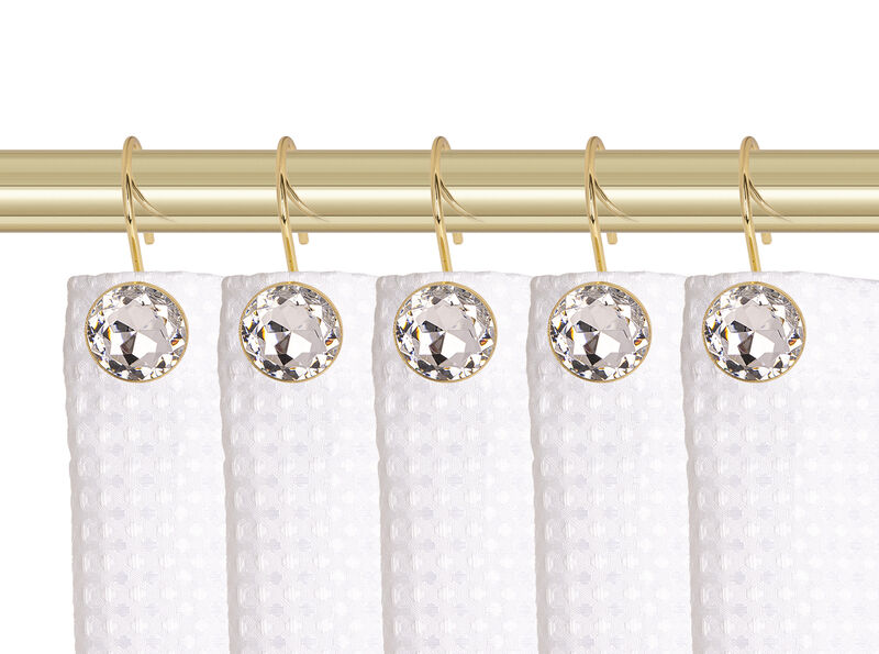 Utopia Alley Rust-Resistant Metal Shower Curtain Hooks with Large Crystal, Set of 12 image number 1
