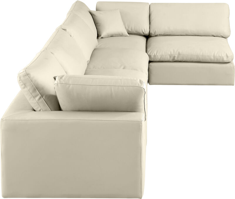 Meridian Furniture Comfy Cream Vegan Leather Modular Sectional