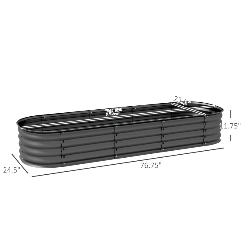 Hivvago Metal Raised Planter Box with Edge Protection, 6.4'x2'x1' image number 2