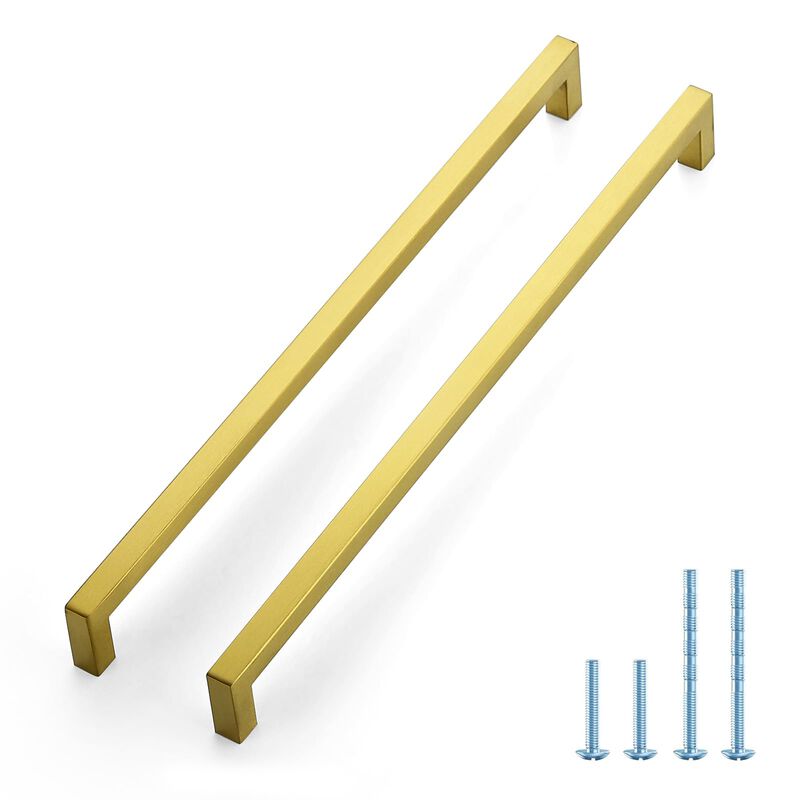 JOY DECOR 5 Pack Cabinet Handles, Gold Cabinet Pulls, 13-4/5 Inch Kitchen Handles Square Drawer Pulls Stainless Steel Drawer Har