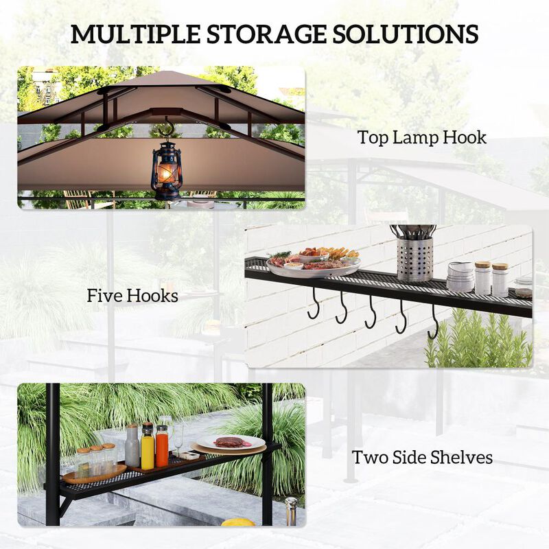 Hivvago 8x5 BBQ Gazebo with Shelves and Hooks image number 5