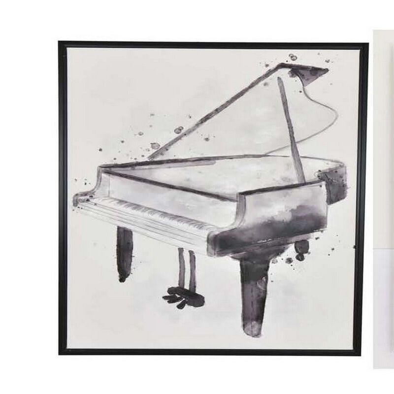 30 x 40 Framed Wall Art Painting, Guitar and Piano, Black, White image number 3