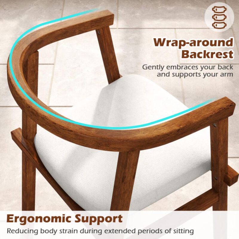 Hivvago Set of 2 Solid Rubber Wood Dining Room Chairs with Wrap-around Armrest