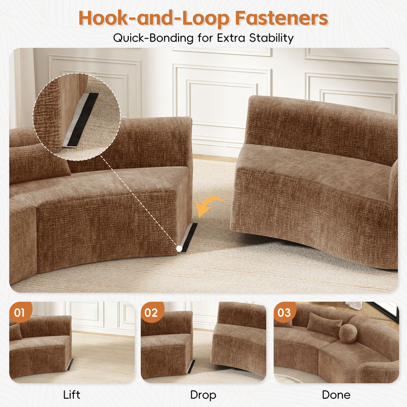 Merax Modular Sectional Sofa with Tool-Free Vacuum Compression, Chenille Fabric image number 8