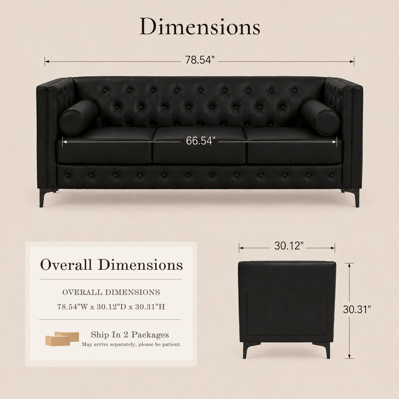 Drujep 78.5" Faux Leather Sofa image number 7