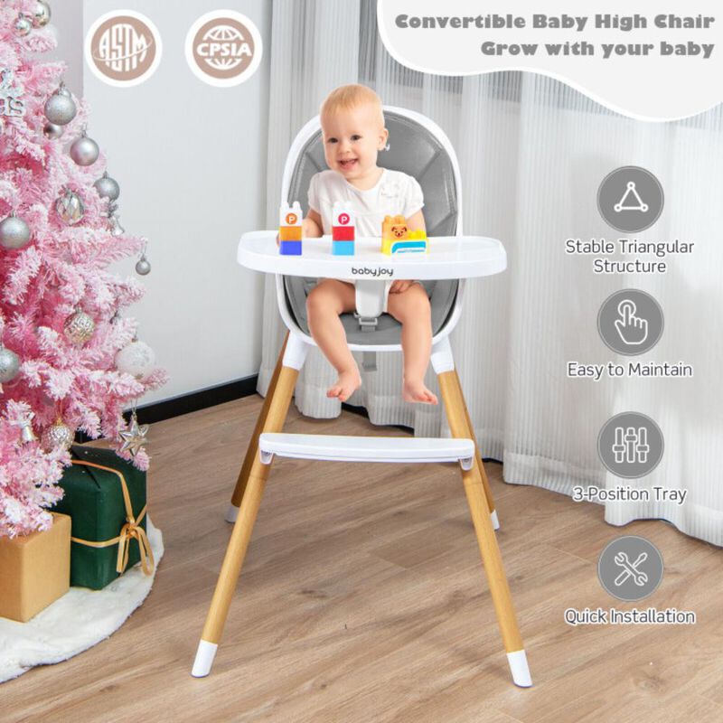 Hivvago 4-in-1 Convertible Baby High Chair Infant Feeding Chair with Adjustable Tray