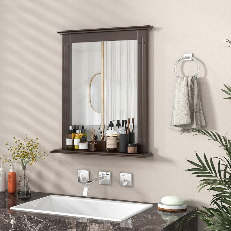 Bathroom Wall Mirror with Shelf for Storage and Bathroom Decor