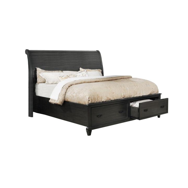 Best Quality Furniture Sleigh Queen Bed in Rustic Grey