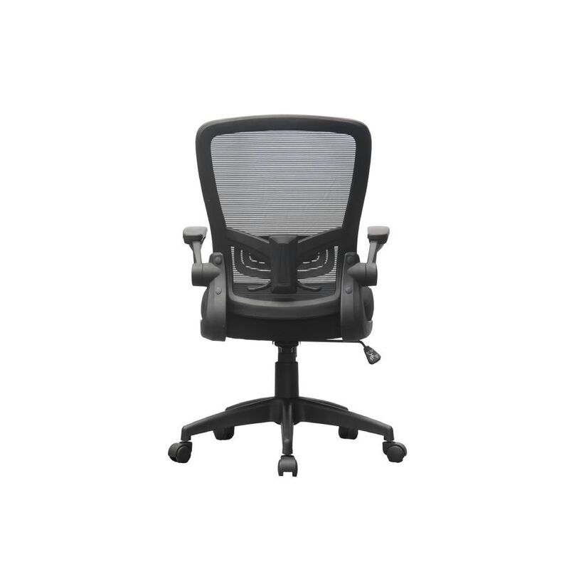 Swivel Task Chair, Mesh Back, Flip Arm, Height Adjustable, Black Fabric image number 6