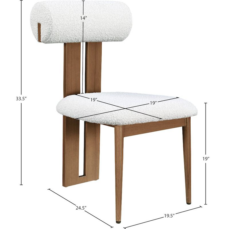 Meridian Furniture Dario Cream Boucle Fabric Dining Chair, Set of 2