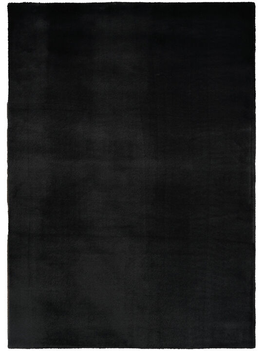 Soft Plush Rabbit Fur SFF01 Black 4' x 6' Rug