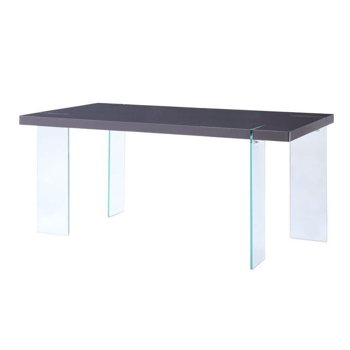 Noland Dining Table, Gray High Gloss & Clear Glass (1Set/2Ctn)